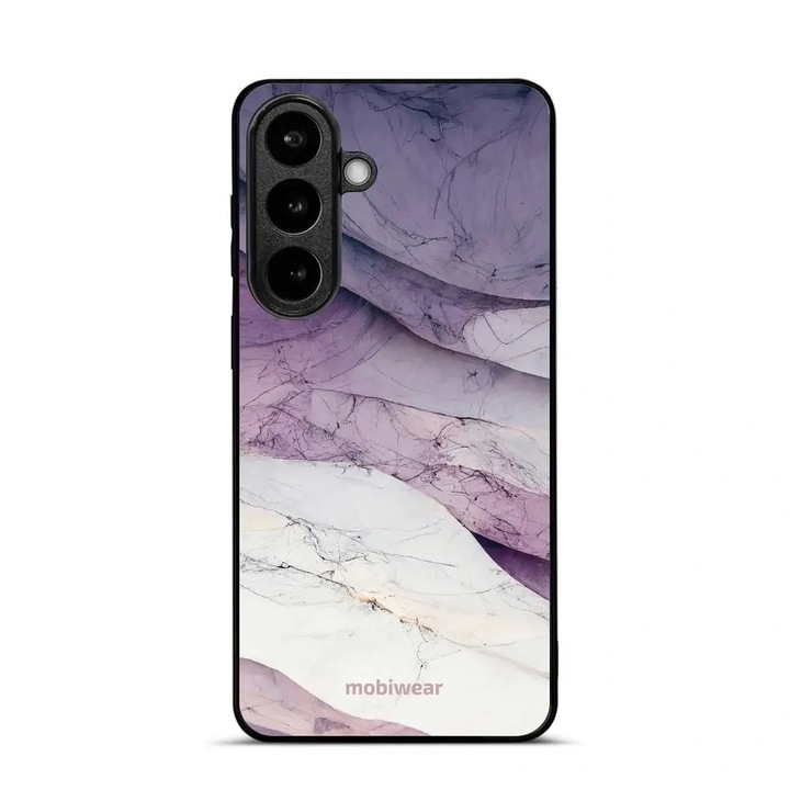 Husa pentru Samsung Galaxy S26 Plus, Mobiwear Glossy, mramor alb si violet, material plastic, set 1x husa