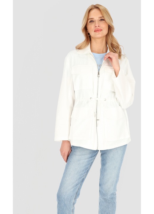 Geaca dama Perso, alb, poliester, cu snur in talie, Alb