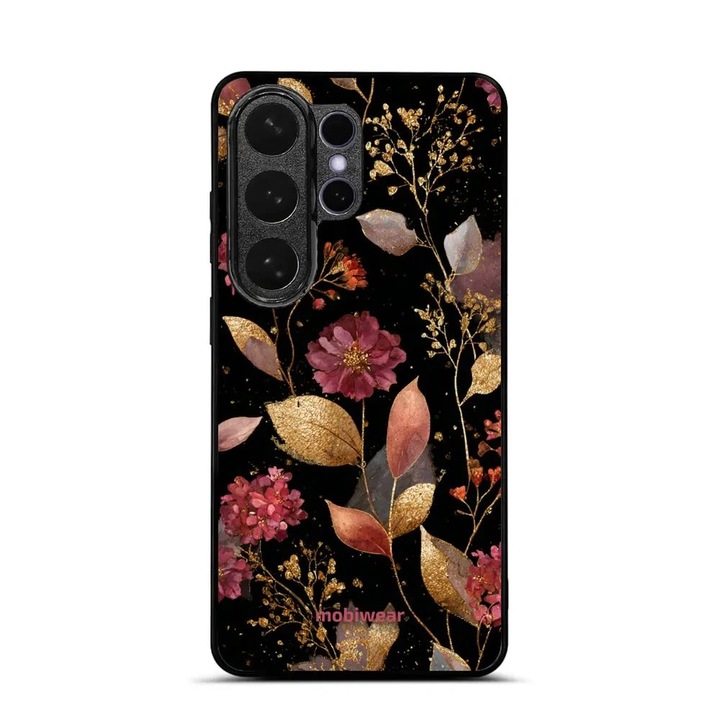 Husa pentru Samsung Galaxy S26 Ultra, Mobiwear Glossy, zlatava, flori, material plastic, set 1 buc.