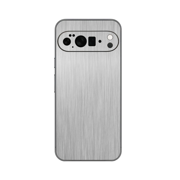 Folie iSkinz pentru Google Pixel 10 Pro XL - Brushed Argintiu, 360 Cut, Skin Adeziv Cover, Protectie pentru Carcasa Spate si Laterale