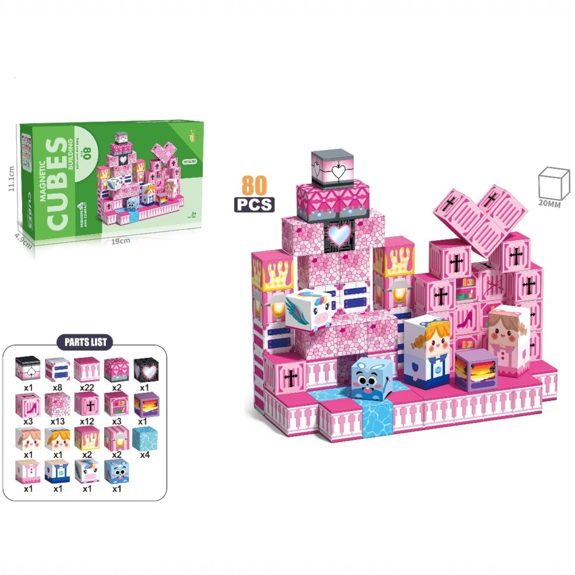 Set cuburi magnetice de constructie Malvys®, joc educativ STEM cu ...