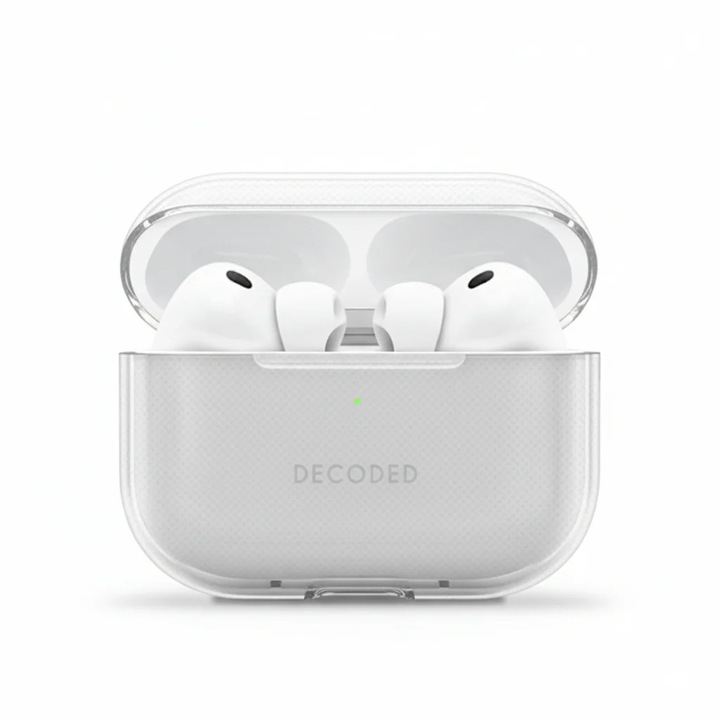 Husă transparență din silicon Decoded pentru AirPods Pro 3, protecție eficientă, design mat