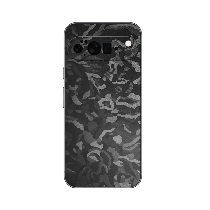 Folie iSkinz pentru Google Pixel 10 Pro XL - Camo Negru, 360 Cut, Skin Adeziv Cover, Protectie pentru Carcasa Spate si Laterale