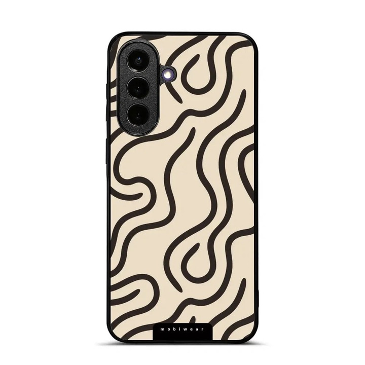 Husa telefon compatibila cu Samsung Galaxy A57 5G, Mobiwear, design lucios, protectie completa, bej/negru