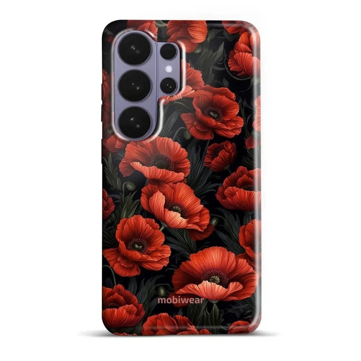 Husa telefon compatibila cu Samsung Galaxy S26 Ultra, Mobiwear, Elite Pro, model flori rosii, protectie dubla, design elegant