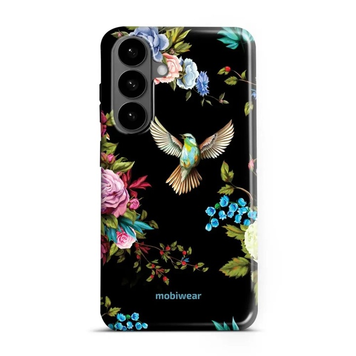 Husa telefon compatibila cu Samsung Galaxy S26 Plus, Mobiwear Elite Pro, protectie dubla, model flori si pasare, material plastic si TPU