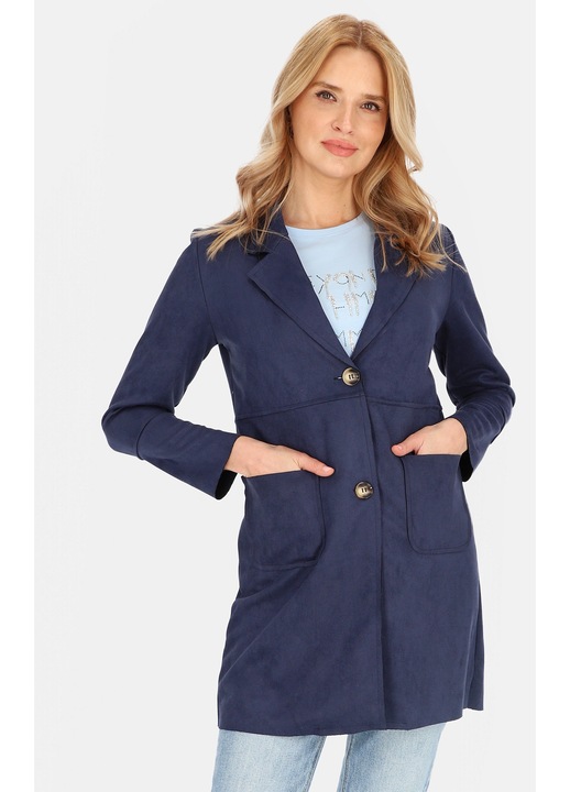 Palton dama, Perso, bleumarin, poliester, croiala dreapta