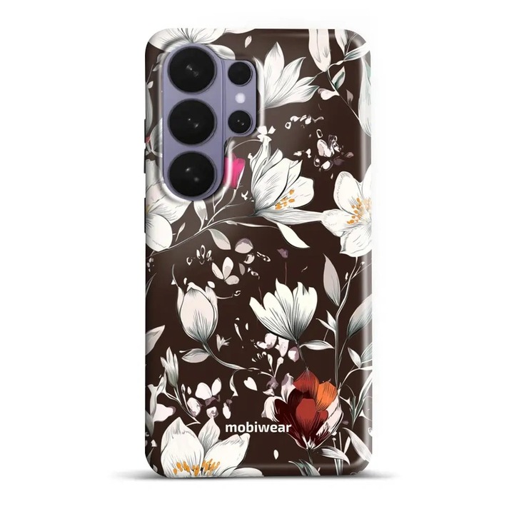 Husa telefon compatibila cu Samsung Galaxy S26 Ultra, Mobiwear, Elite Pro, protectie dubla, model flori, fundal maro