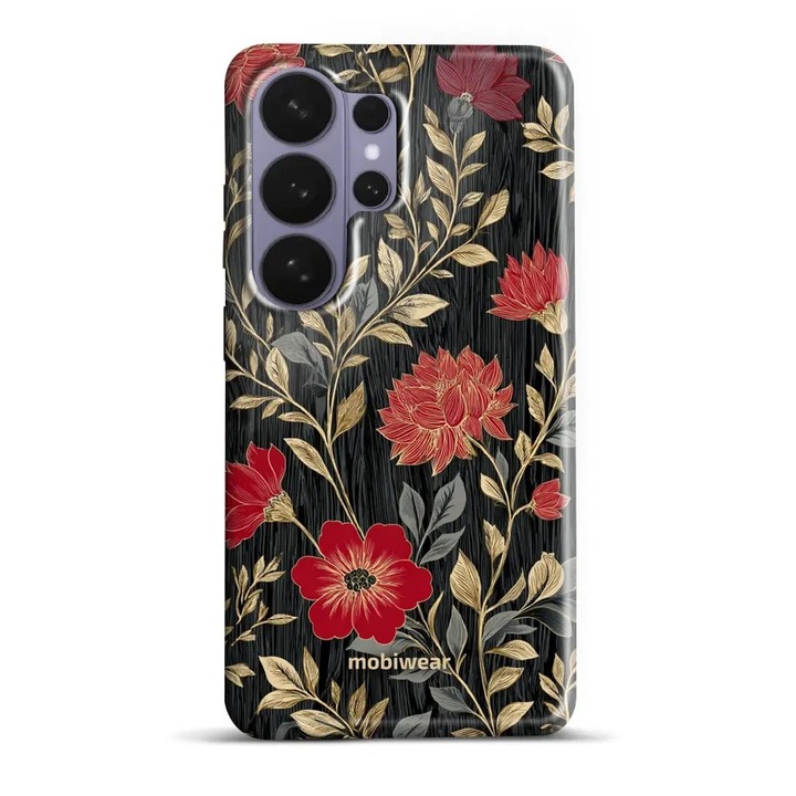 Husa telefon compatibila cu Samsung Galaxy S26 Ultra, Mobiwear, Elite Pro, model flori rosii, protectie dubla, material plastic si TPU