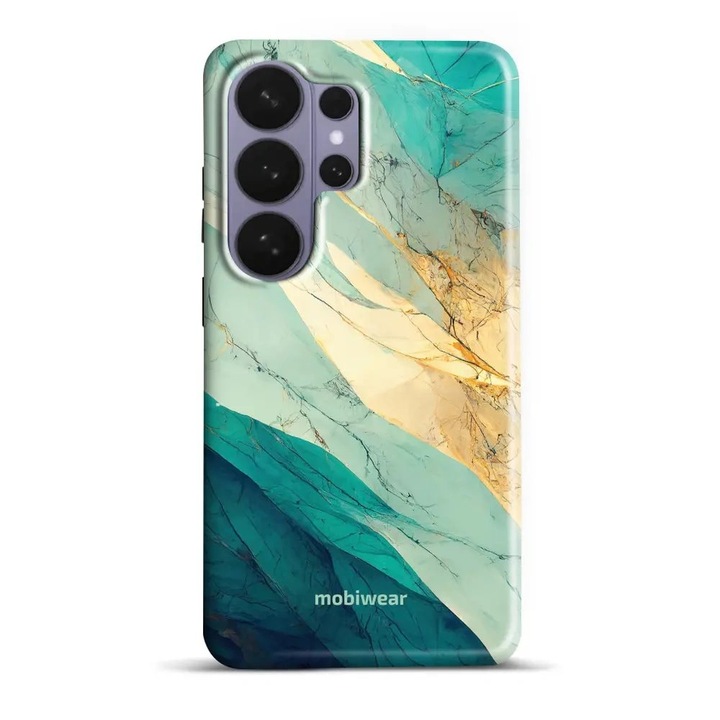 Husa telefon compatibila cu Samsung Galaxy S26 Ultra, Mobiwear Elite Pro, marmura verde si aurie, protectie dubla, material plastic si TPU