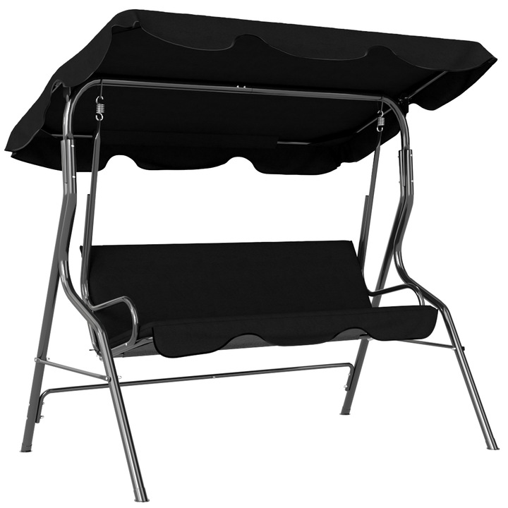 Люлка-пейка, Outsunny, Стомана, полиестер, 170см x 110см x 153см, Черна
