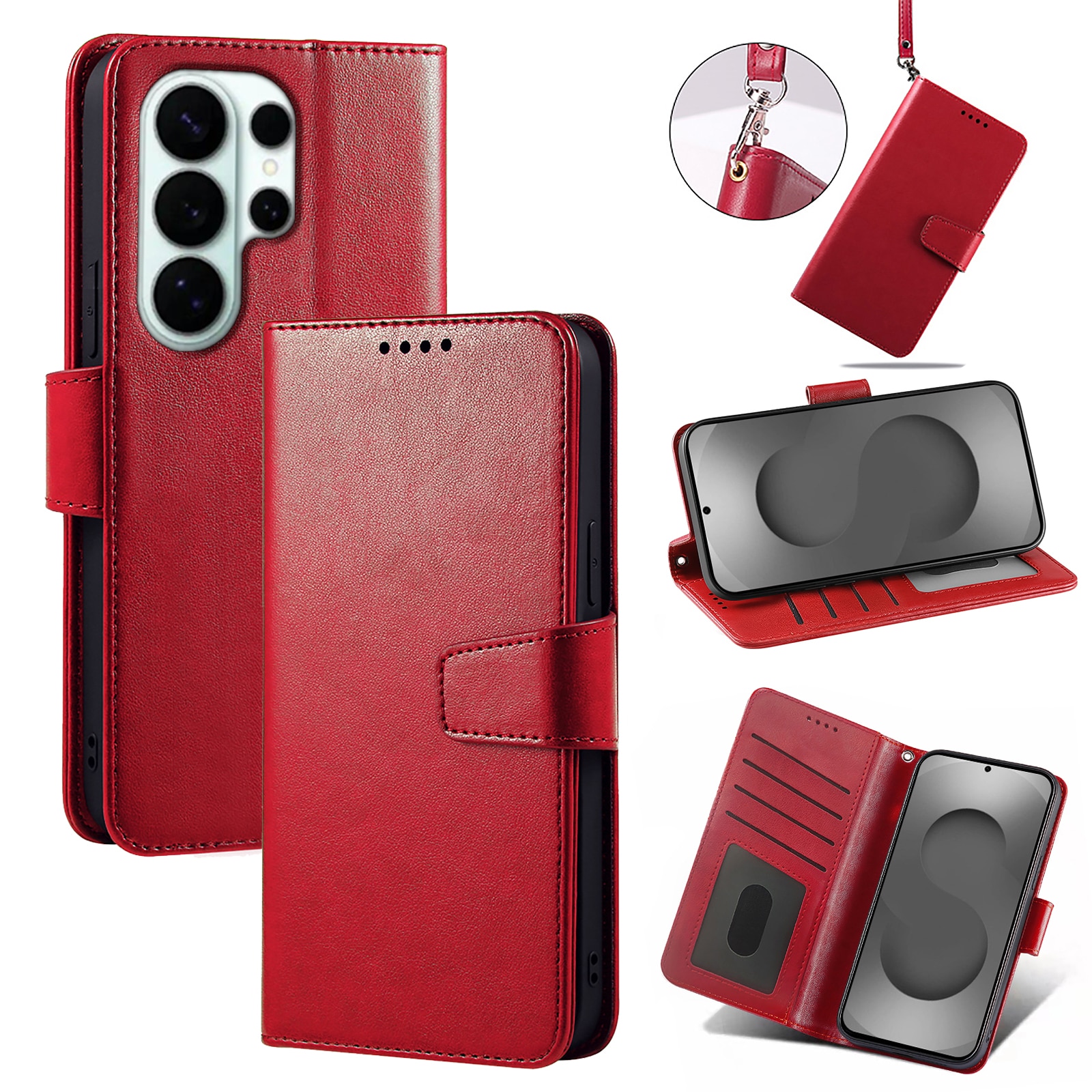 Husa pentru Samsung Galaxy S26 Ultra, Omelivon, piele fina, Diary Book, tip carte, cu Portofel Interior, stand, Inchidere Magnetica, Antisoc, Rosu