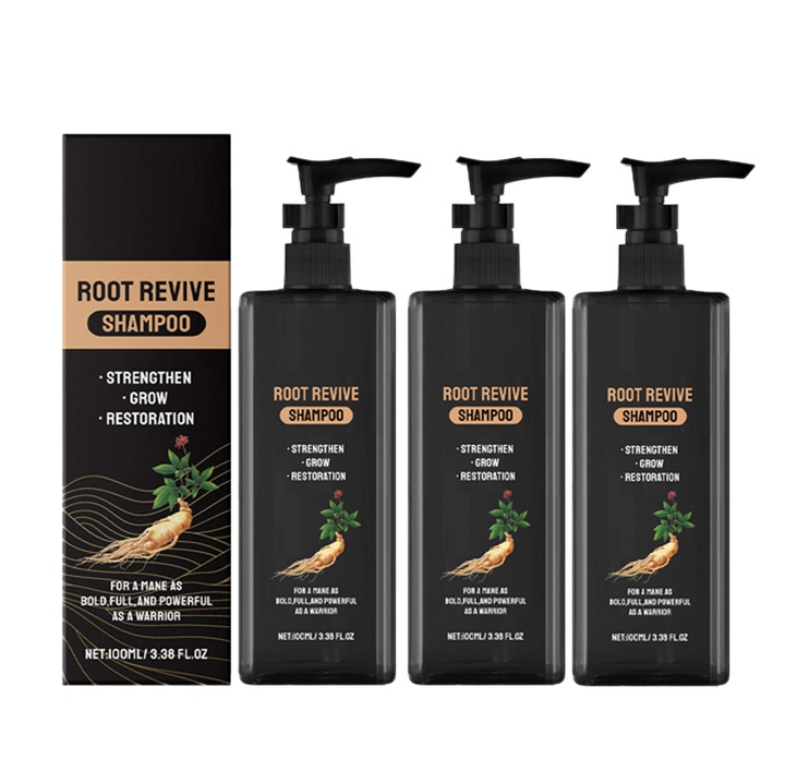 Pachet de 3 sampoane pentru cresterea parului, incluzand sampoane anti-caderea parului, sampoane pentru ingrosarea parului (unisex) si sampoane naturale pentru cresterea parului (potrivite atat pentru barbati, cat si pentru femei), 100ml