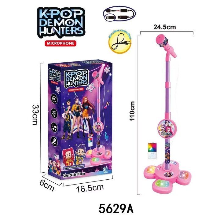 Játék mikrofon gyerekeknek, 5 fény, oktató, 5629A