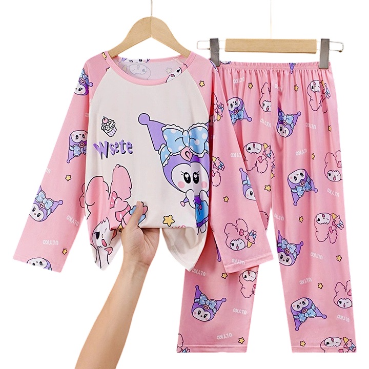 Gyerek pizsama My Melody & Kuromi mintával, pamut/poliészter, Rózsaszín