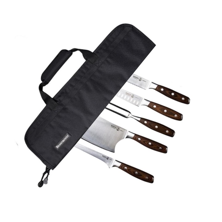 Set grătar 6 piese, Messermeister, 5 cutite Avanta, geanta, inox, 20x25cm