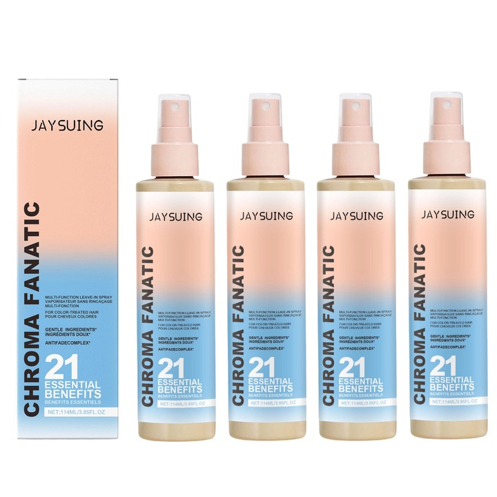 Set de produse pentru ingrijirea parului, sampon volumizant, spray sampon uscat, ulei de par, crema protectoare de caldura, 4 piese, multicolor