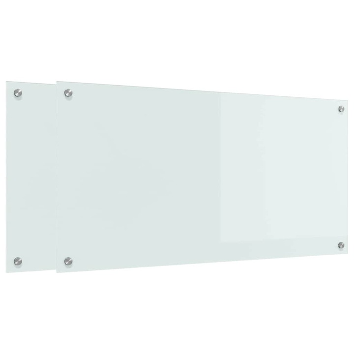vidaXL Konyhai splashback 2 pcs Fehér 100 x 50 cm edzett üveg 3415528