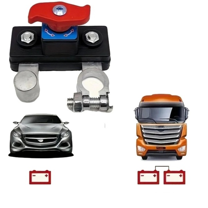 Comutator deconectare baterie auto SkyTechs, 12-24V, 100A, negres, instalare simpla