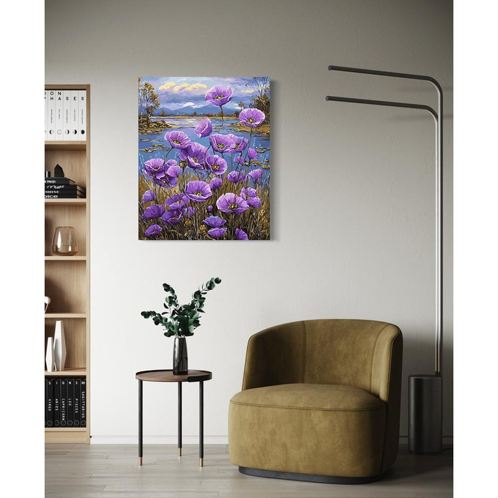 Комплект картина по номера Лавандулов бряг 6567, памучно платно, 40x50 см, включва 3 четки и акрилна боя