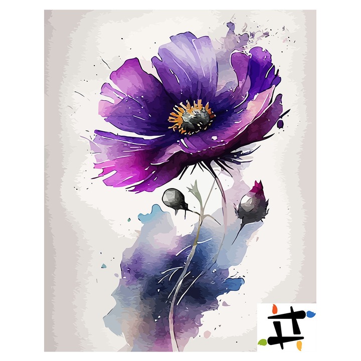 Комплект картина по номера „Спокойствие в индигови нюанси“ 6471, памучно платно, 40x50 см, включва 3 четки и акрилна боя