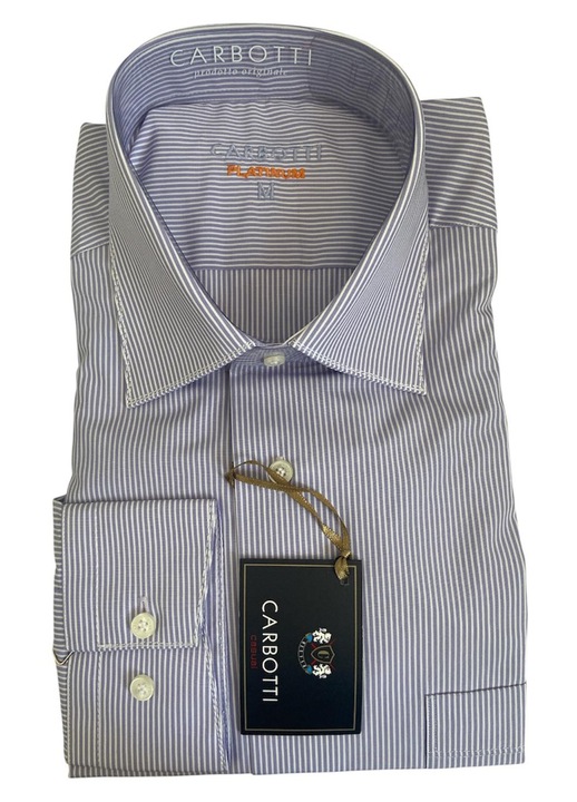 Férfi hosszú ujjú ing, lila színű, fehér csíkos, M méret, pamut-poliészter anyag