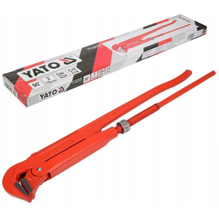 Cheie ajustabila pentru tevi Yato, 90°, 3", 630mm, CrV 6140