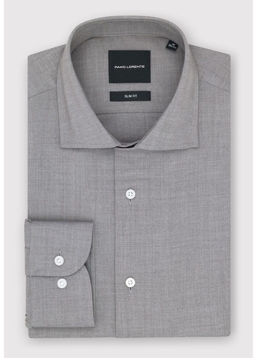 Camasa casual barbateasca gri Slim Fit Pako Lorente, maneca lunga, Gri
