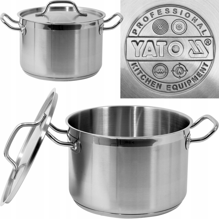 Oala medie cu capac din otel inoxidabil 24x16cm, 7,2L, YATO
