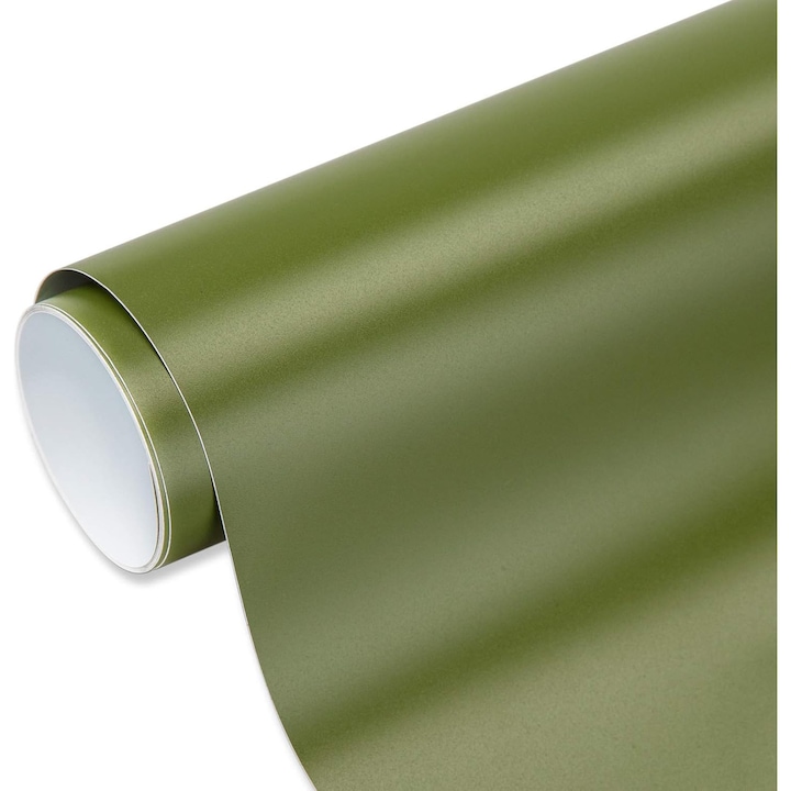 Rola vinil, pentru ploter, Cricut, auto-adeziva, pentru proiecte DIY, cadouri personalizate, verde oliv, mat, 30.5 x 305 cm