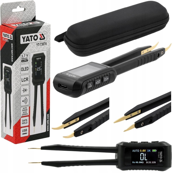 Tester LCR OLED Yato, 146x30x18mm, set cu accesorii, rezistent la uzura