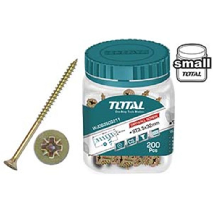 Suruburi pentru lemn, Total, F 5x50mm, 100 buc, zinc galben