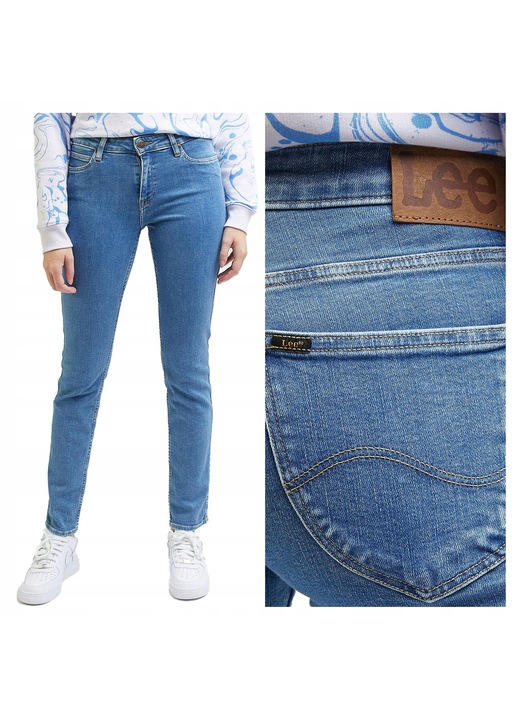 Női Blugi, Lee, Elly, Egyenes Szabású, Közepes Derék, 5 Zseb, Cipzár, Hosszú, Pamut, W28-L31 US, Kék