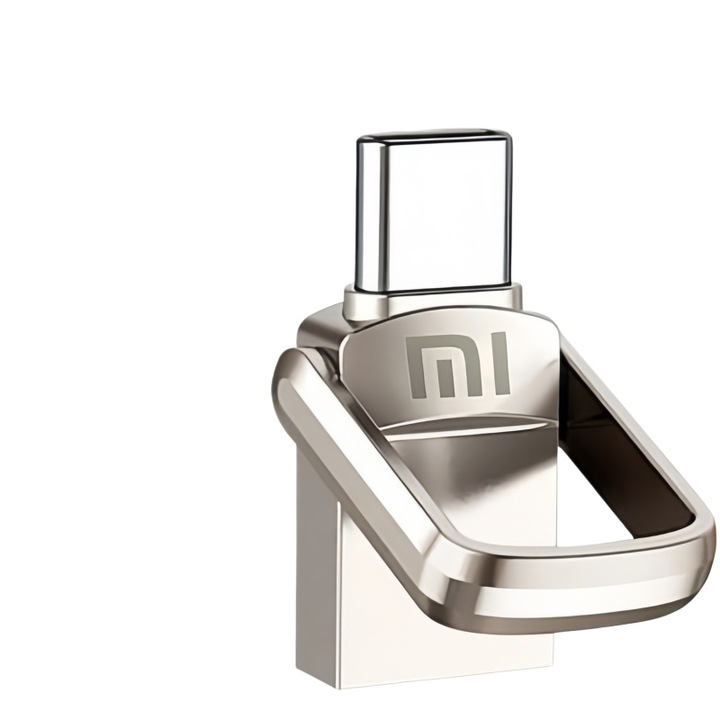 USB flash meghajtó 1TB, USB 2.0 és USB-C interfész, ezüst, méretek 32,2x12,3x6,9mm