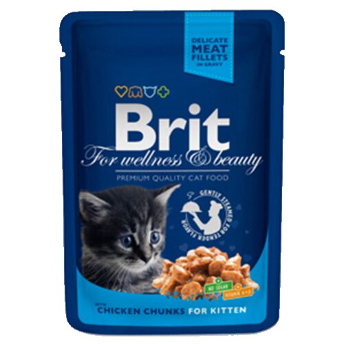 Hrana umeda pentru pisici, Brit Premium, Junior, Pui, plic 100 g