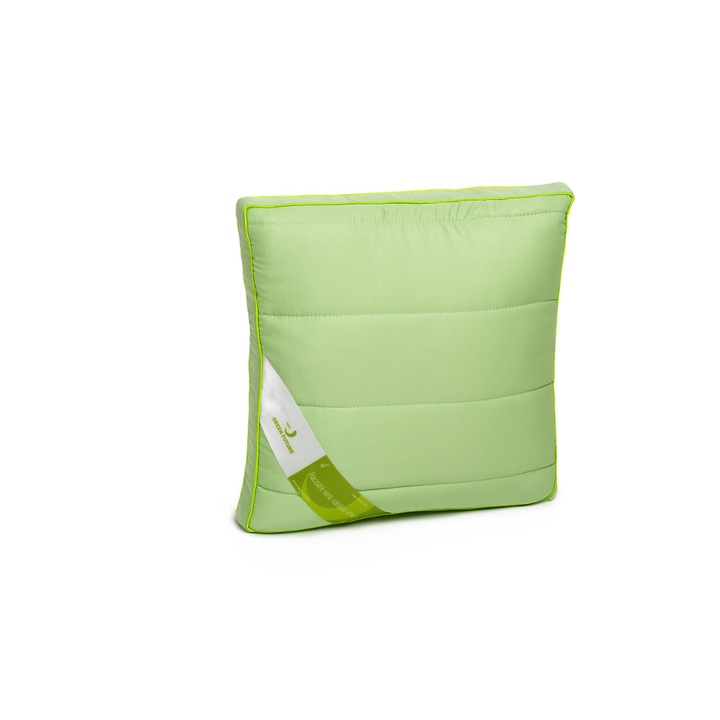 Perna Green Future NATURE Green, 37 x 37 cm, umplutura bambus si bilute fibra siliconica