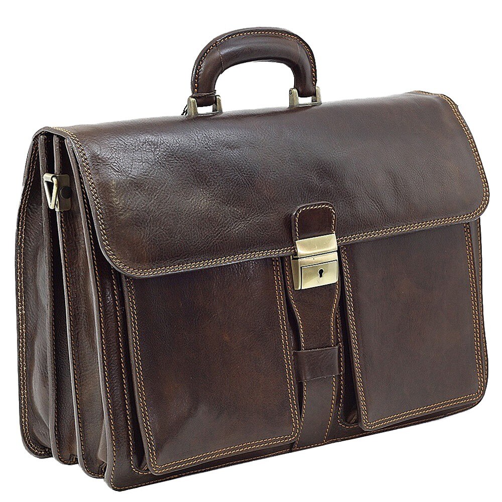 Servieta maro brun pentru barbati, Suveran, din piele naturala, 4049B