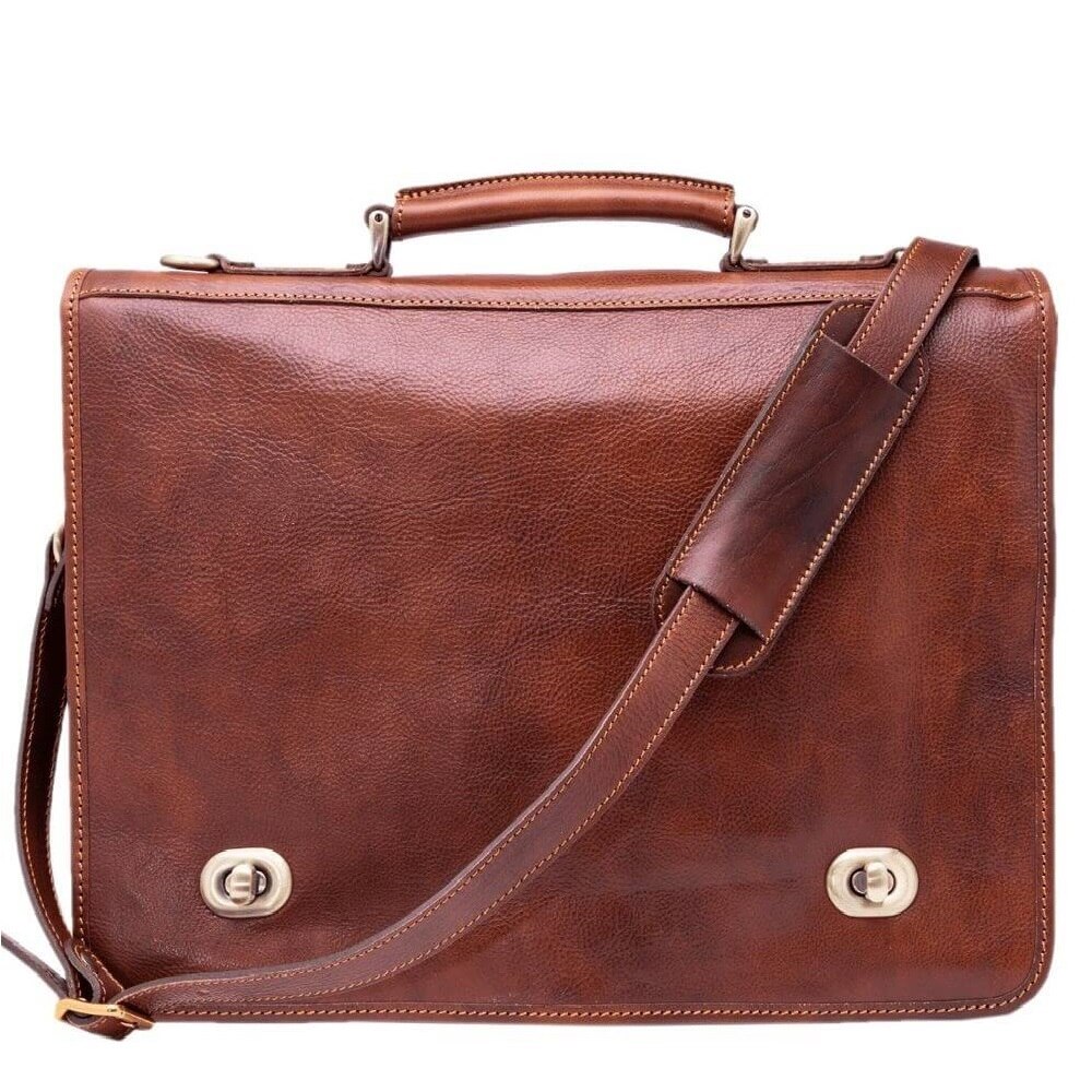 Geanta de barbati, multifunctionala, din piele naturala vachetta coniac, 4511A