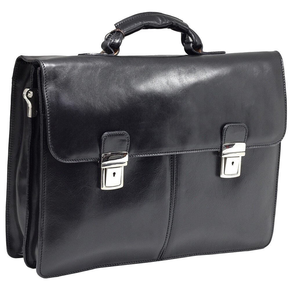 Servieta neagra pentru barbati, Suveran, din piele naturala vacchetta 4508