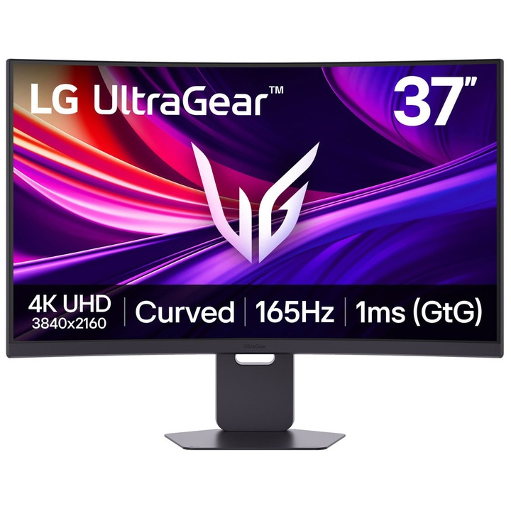 Monitor Gaming Curbat LG UltraGear™ 37G800A-B, 36.5", 4K (3840x2160), VA, 1ms (GtG), 165Hz, Unity Hexagon Lighting, AMD FreeSync Premium Pro, DisplayHDR™ 600, HDR10, VESA Adaptive Sync, VRR, Dynamic Action Sync, HDMI, DP, USB-C, Difuzoare, Negru