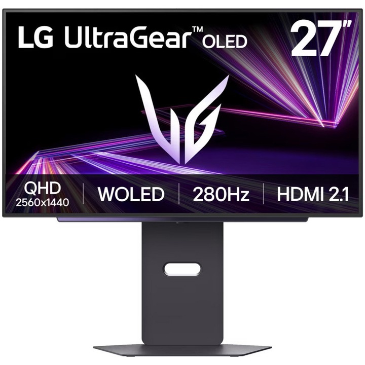 Monitor Gaming LG UltraGear™ 27GX700A-B 4th Gen, 26.5"", QHD (2560x1440), OLED, 280Hz, 0.03ms GtG, Compatibil NVIDIA G-Sync™, DisplayHDR True Black 500, VRR, VESA ClearMR 13000, Adaptive Sync, Iluminare LED RGB, HDR 10, HDMI, DP, USB, Pivot, Negru