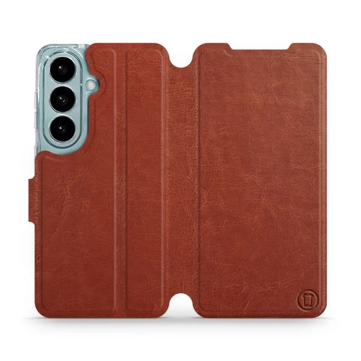 Husa flip Mobiwear pentru Samsung Galaxy S26, maronie, suport integrat, material artificial, eleganta