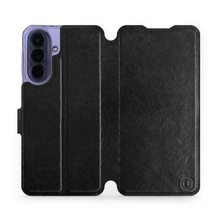 Husa flip Mobiwear pentru Samsung Galaxy A57 5G, neagra, suport integrat, material ecologic