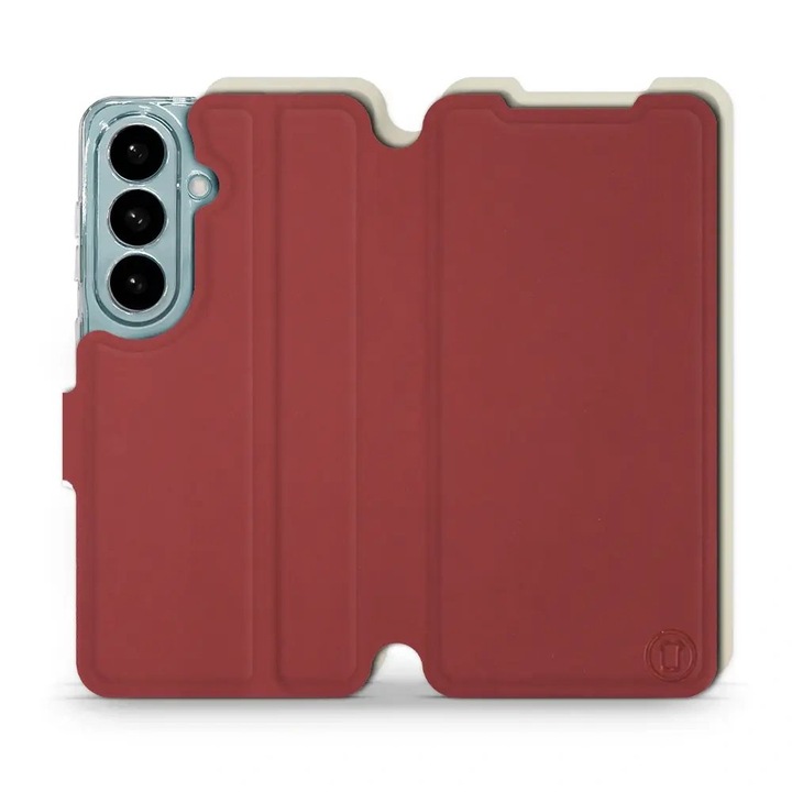 Husa flip Mobiwear pentru Samsung Galaxy S26, rosie, suport integrat, material Semis + TPU