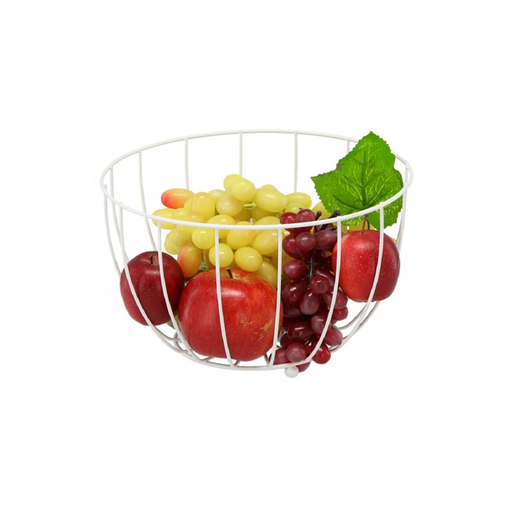 Coș de fructe metalic alb 26 × 26 × 16, 5 cm