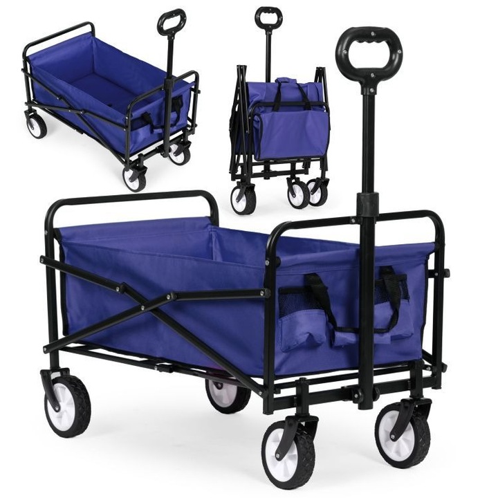 Carucior transport Selgot, multifunctional, pliabil, capacitate 100kg, albastru, dimensiune 48x90cm