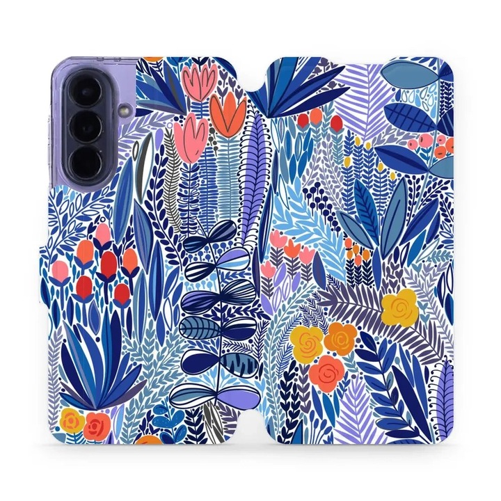 Husa flip Mobiwear pentru Samsung Galaxy A57 5G, design floral, suport, multicolor