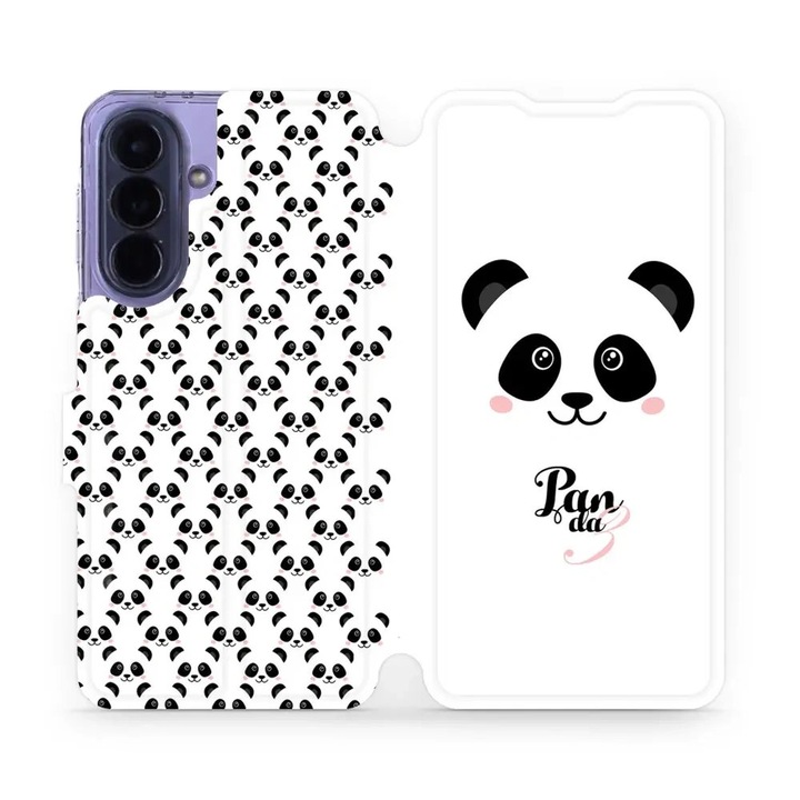 Husa flip Mobiwear pentru Samsung Galaxy A57 5G, design panda, suport, multicolor