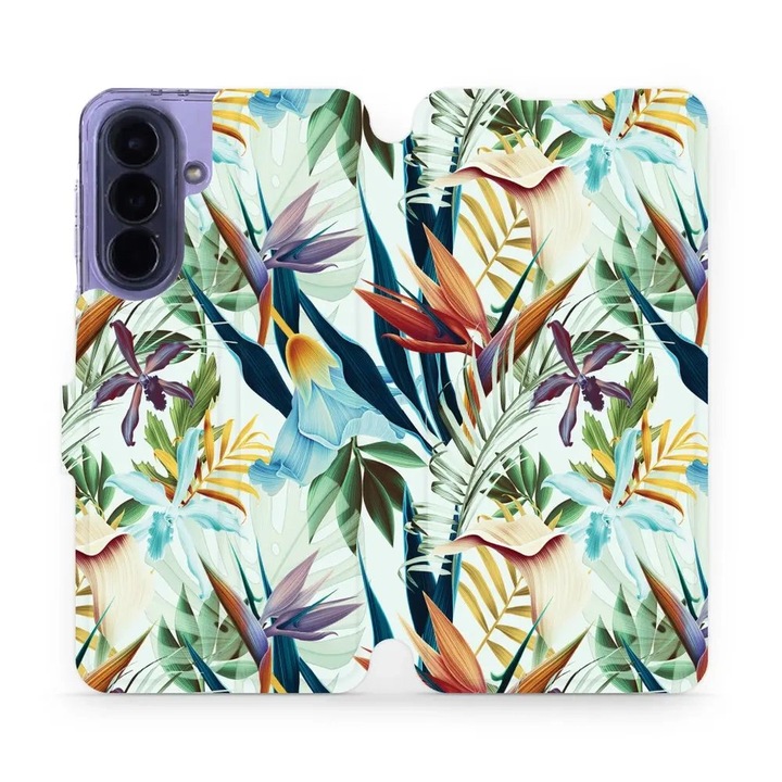 Husa flip Mobiwear pentru Samsung Galaxy A57 5G, design floral, suport, multicolor