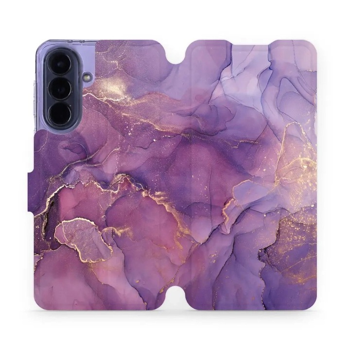 Husa flip Mobiwear pentru Samsung Galaxy A57 5G, mramor violet, suport, inchidere magnetica